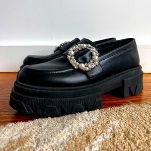 Alohas Trailblazer Crystal - Black Leather Loafers